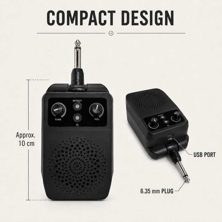 JA-05G guitar amplifier tone, volume, effect and power controls