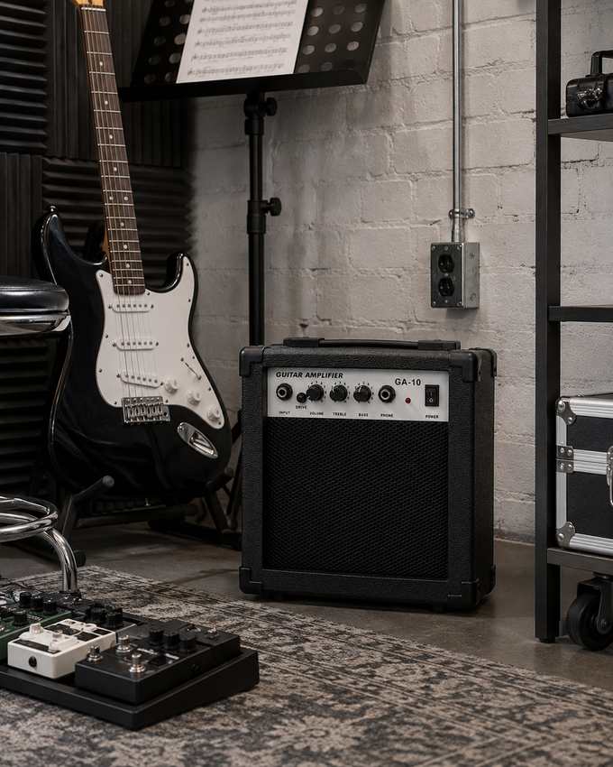 GA-10 guitar amplifier in a practice room