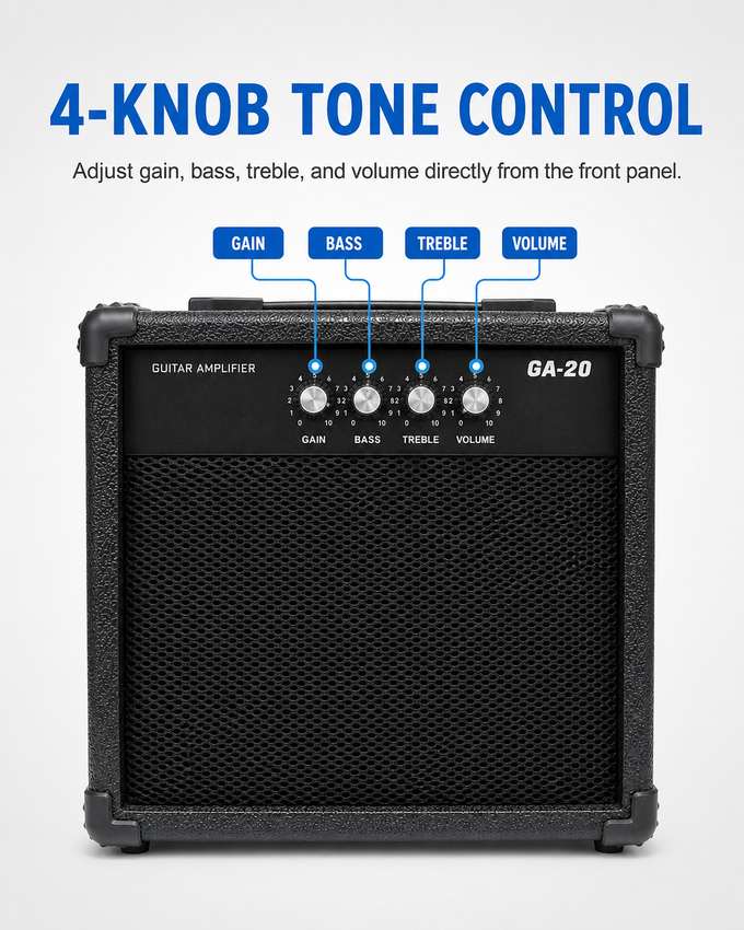 GA-20 gain, bass, treble and volume controls