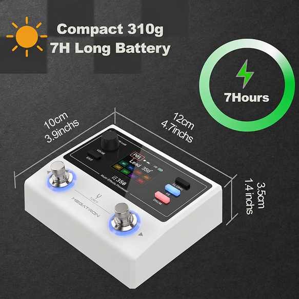 IE350 dimensions, 310 g weight and seven-hour battery indication